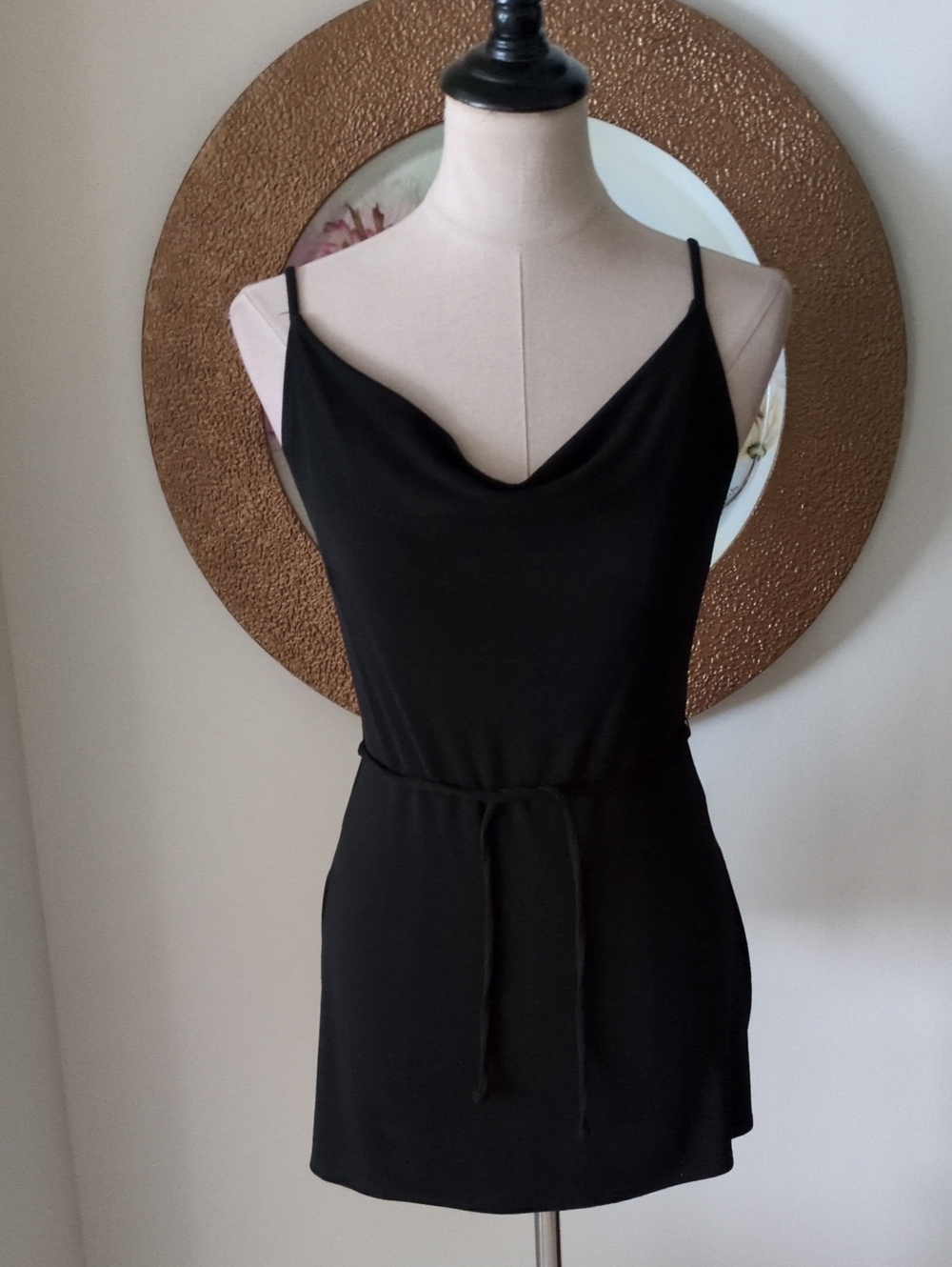 Women's Black Cowl Neck Slip Top